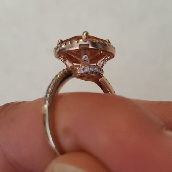 Citrine and CZ rose gold ring - Picture 3 of 3